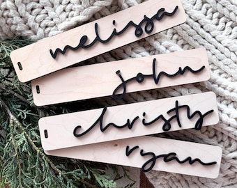 Stocking Tags | Personalized Christmas Stocking Tags | Family Name Tags | Neutral Holiday Decor | Laser Cut Tags