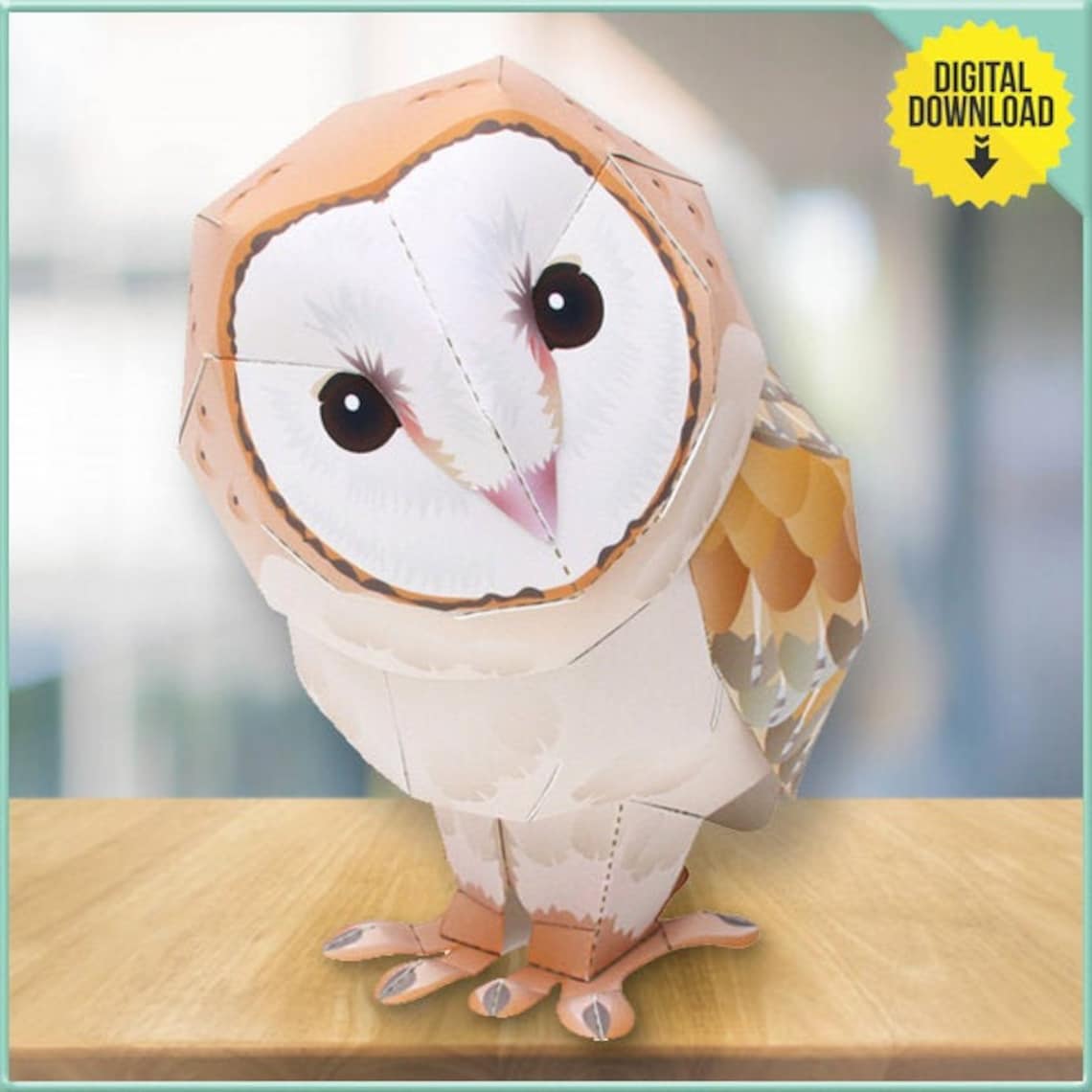 DIY Owl Papercraft digital design to print cut and assemble. Etsy