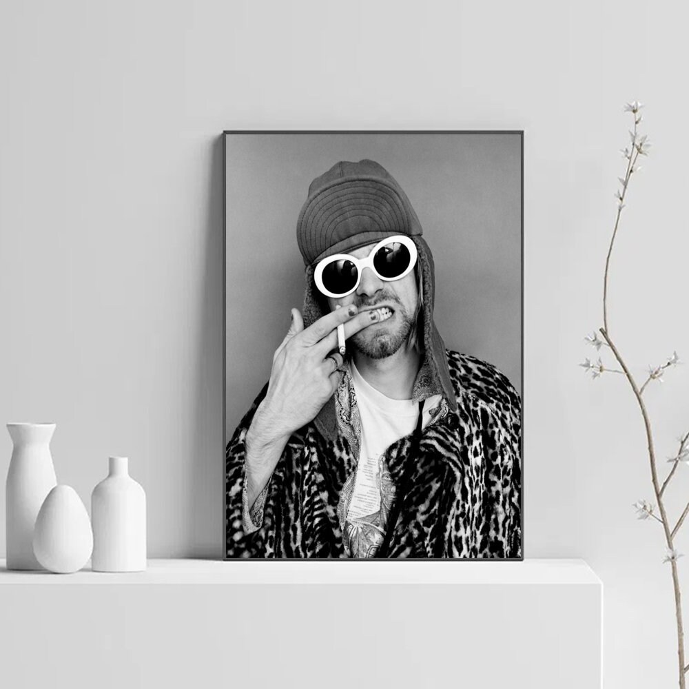 Kurt Cobain Black and White Music Poster Gift Poster Wall Etsy