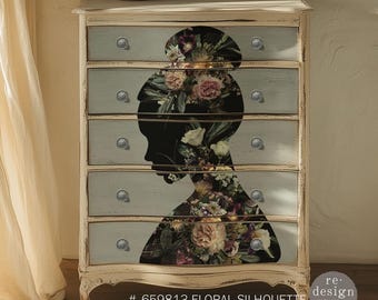 Floral Silhouette Furniture Transfer -  Decor Transfer by Redesign with Prima 24" x 35"