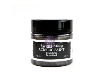 Raven Black Sparks Paint, Metallic Acrylic Paint, Art Alchemy by Finnabair