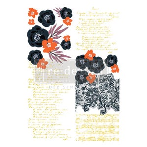 Fleur Noir Furniture Transfer - Rub On Decal Transfer, Redesign with Prima