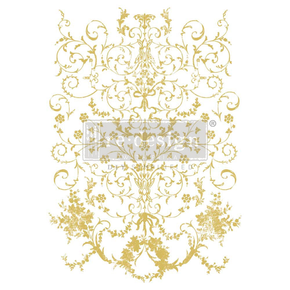 Gold Foil Kacha - Manor Swirls - Furniture Transfer - Redesign with Prima - Size 18"x24"