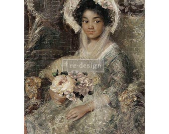 Beautiful Portrait - A1 Decoupage Paper - Redesign with Prima Mulberry Paper - Furniture Decoupage
