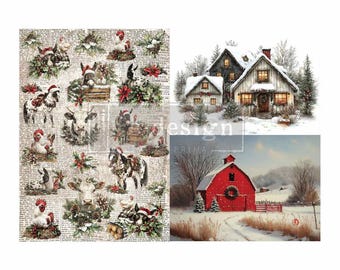 Cozy Country Christmas - A3 Decoupage Paper Pack - Redesign with Prima