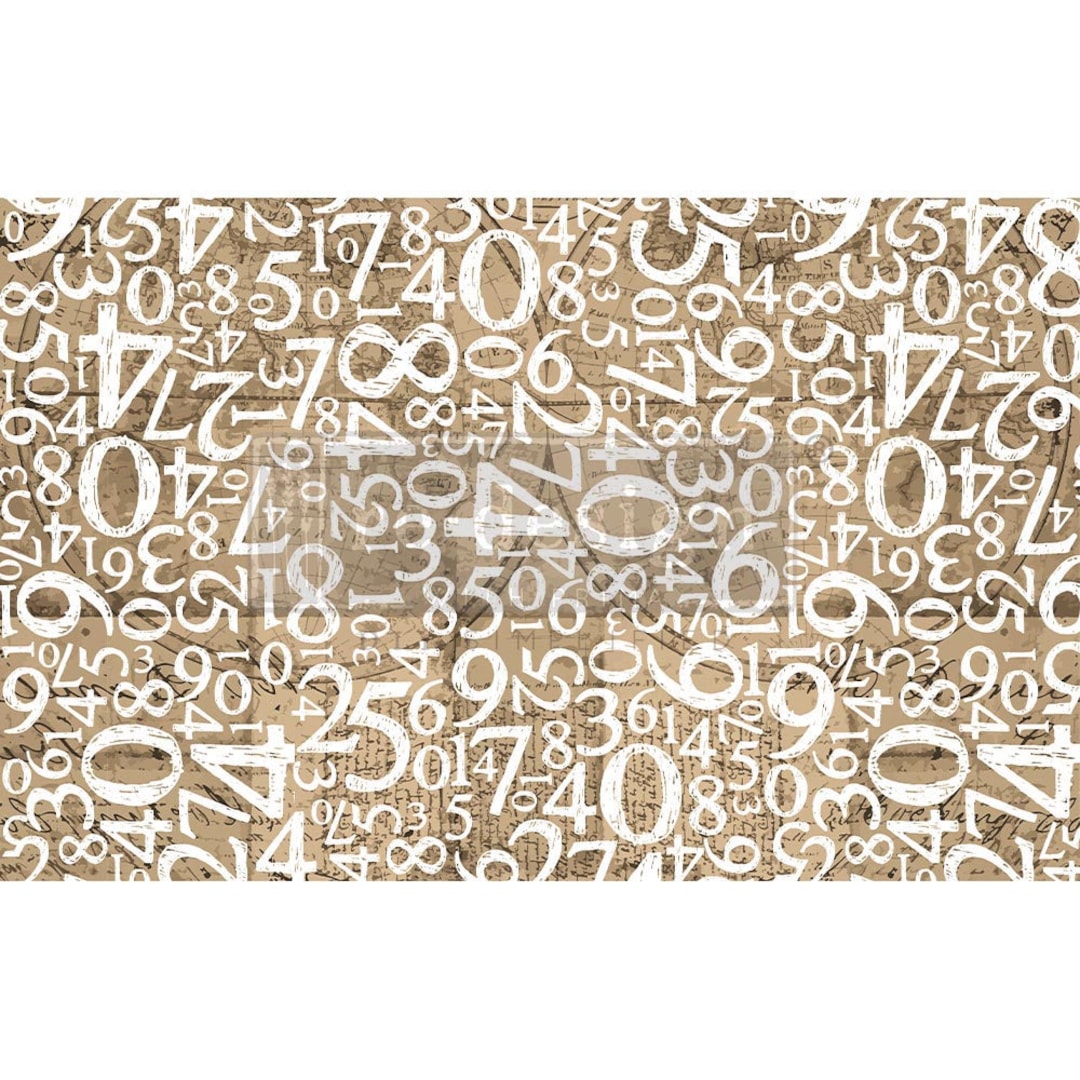 Tissue Paper Numbers Decoupage Decor Tissue Paper - Engraved Numbers - 1 Sheet, 19