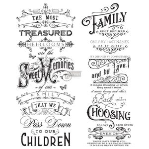 Family Heirlooms Transfer - Rub On Furniture Decor Transfer - Redesign with Prima