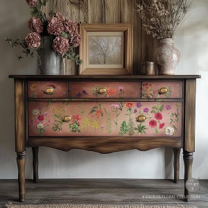 Floral Collection Transfer - Redesign with Prima Transfer, Rub On Furniture Decal
