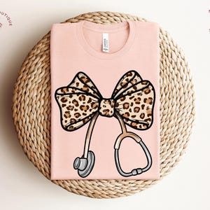 Leopard Nurse Coquette Bow Shirt, Retro Nursing Tee, Aesthetic Nursing School Sweatshirt, Nursing Gift, Medical Student Hoodie, RN T-Shirt