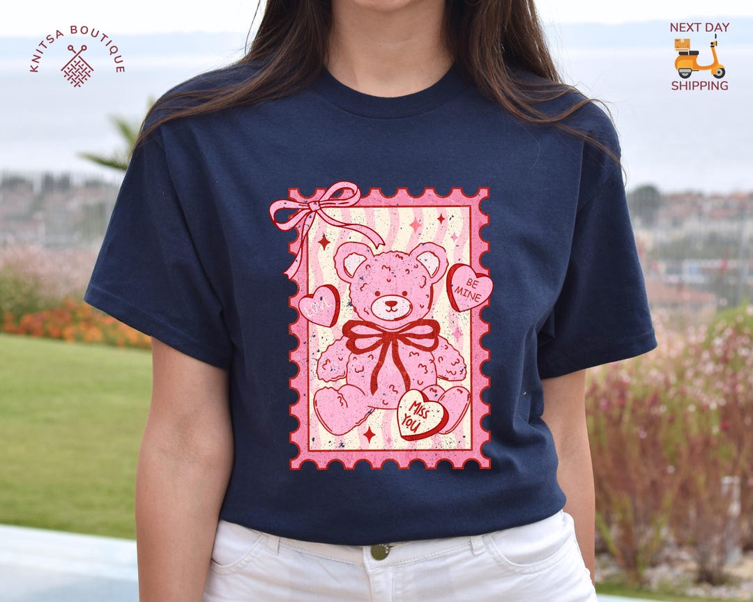 Pink Teddy Bear Valentine Shirt, Cute Valentine’s Day Toy Bear Tshirt ...