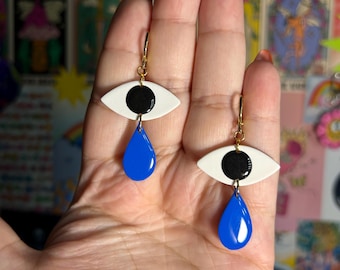 Crying eye clay earrings