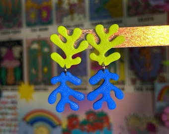 Coral stud clay earrings