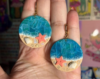 Beach scenery clay earrings
