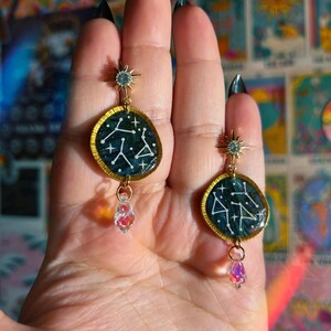 Constellation stone clay earrings