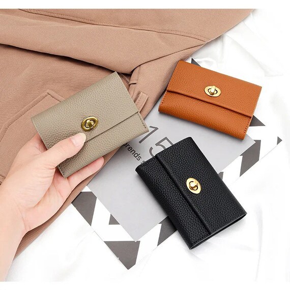 Customized Letters Genuine Leather Wallet, Turn Lock Wallet, Card Holder -  Etsy