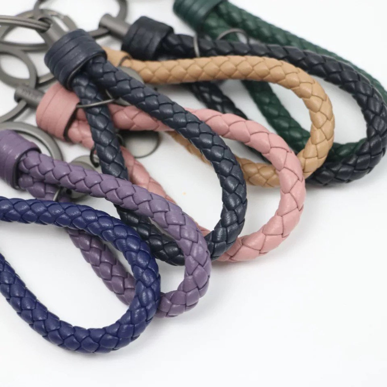 Braided Leather Keychain Leather Keychain Braided Rope Key Etsy