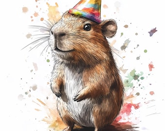 Chapéu de aniversário com estampa de capivara | Decoração para quarto infantil (Download digital)