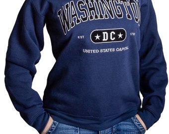 Washington DC Embroidered Crewneck Sweatshirt navy