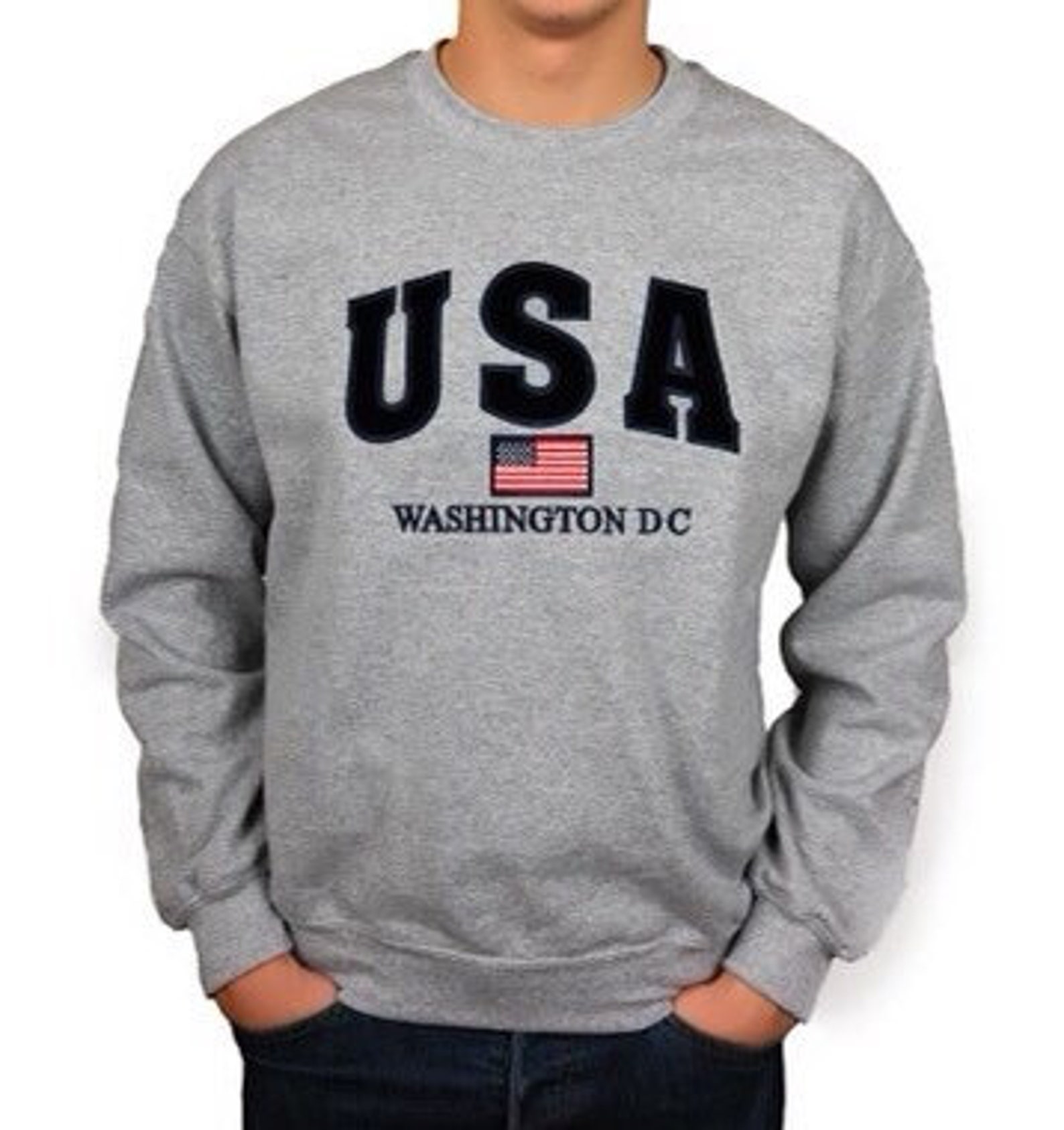 USA Washington DC Embroidered Unisex Crewneck Sweatshirt Grey - Etsy