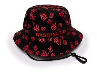 Washington DC 100 Bucket Hat one size fits the most (black/red)