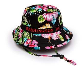 Washington DC Floral Bucket Hat one size fits the most (black)