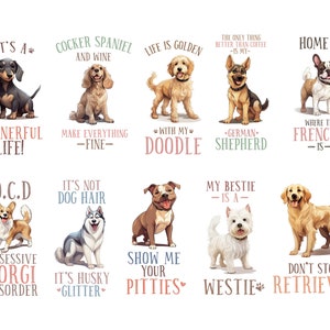 Dog Breeds Quote PNG Sublimation Bundle