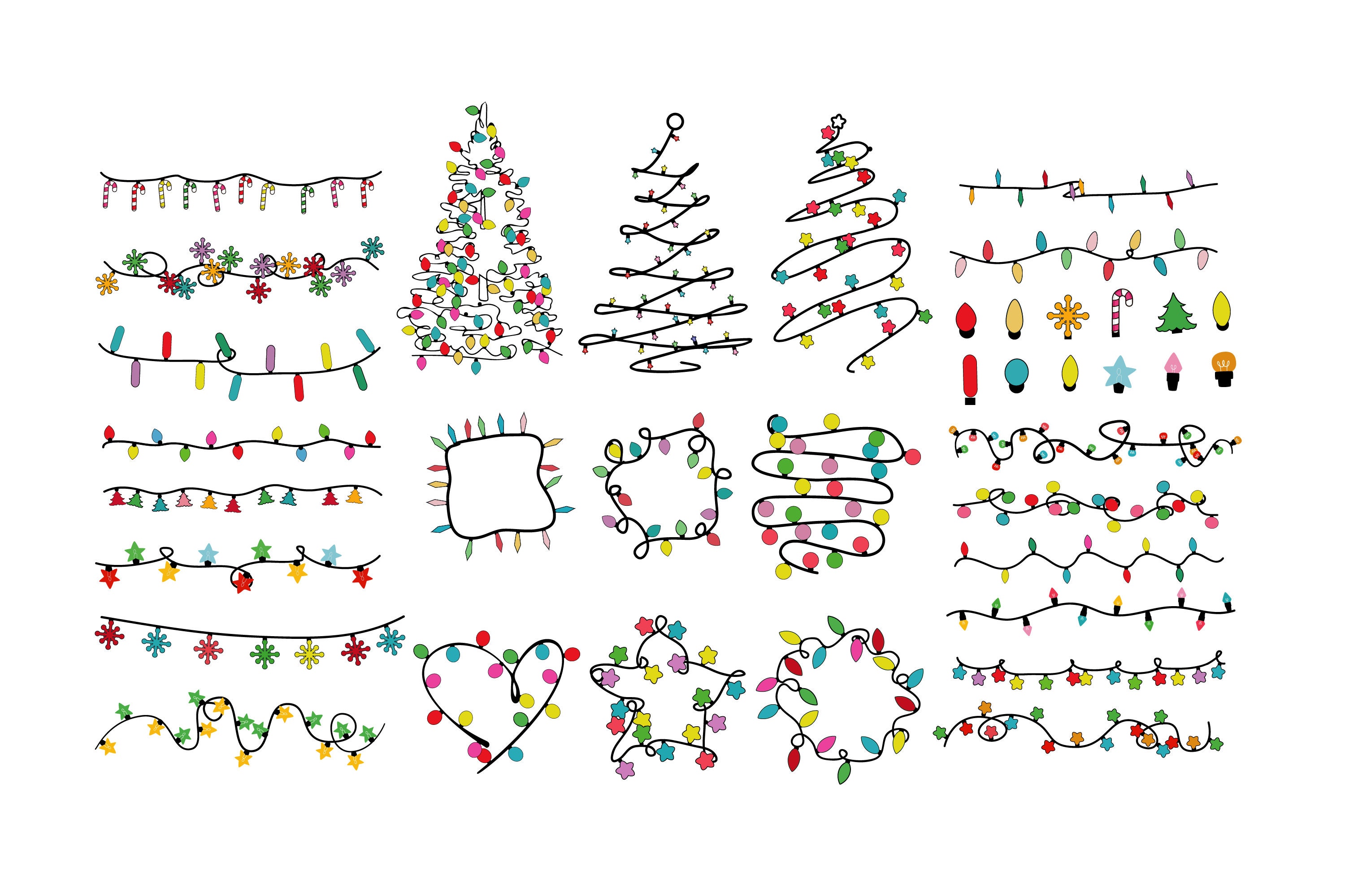 Christmas Lights Svg Bundle,christmas Light String SVG, Christmas ...