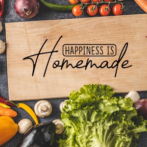 La felicidad está hecha a mano - SVG para decoración del hogar de cocina, arte de pared, tablas de cortar, tablas de charcutería y más