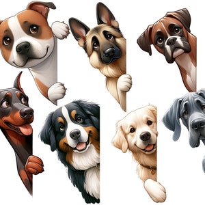 Dog Breeds Peeking Around Corner PNG Sublimation Bundle