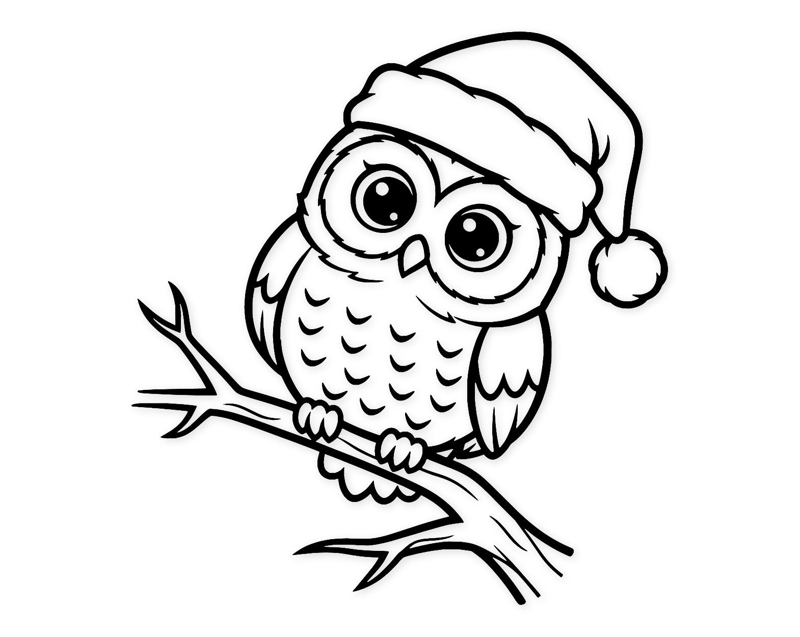 Festive Owl Svg Png: Cute Line Art For Holiday Projects
