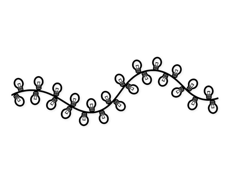 Wavy Light String Svg Png: Bold Black-and-white Cut File for Holiday ...