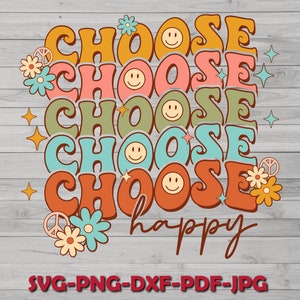 Kies Happy SVG - motiverend retroontwerp - smileygezichtafbeeldingen