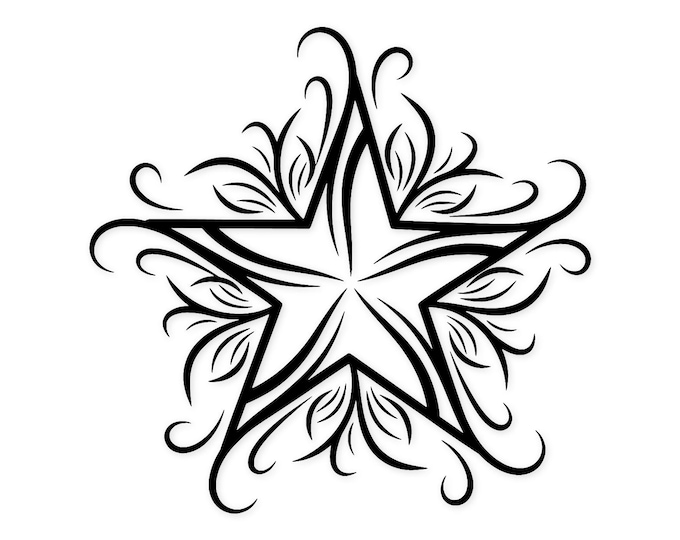 Simple Stars Scroll Design Star Clipart Design, Whimsical Swirly Flourish, Decorative Star ...
