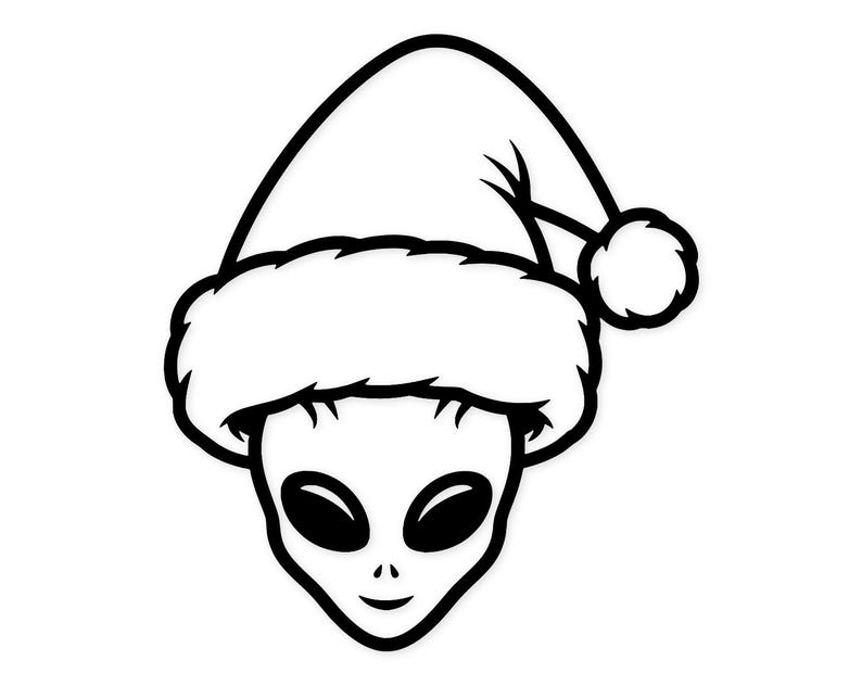 Alien Santa Hat Svg Png: Bold Outline Design for Holiday Projects ...
