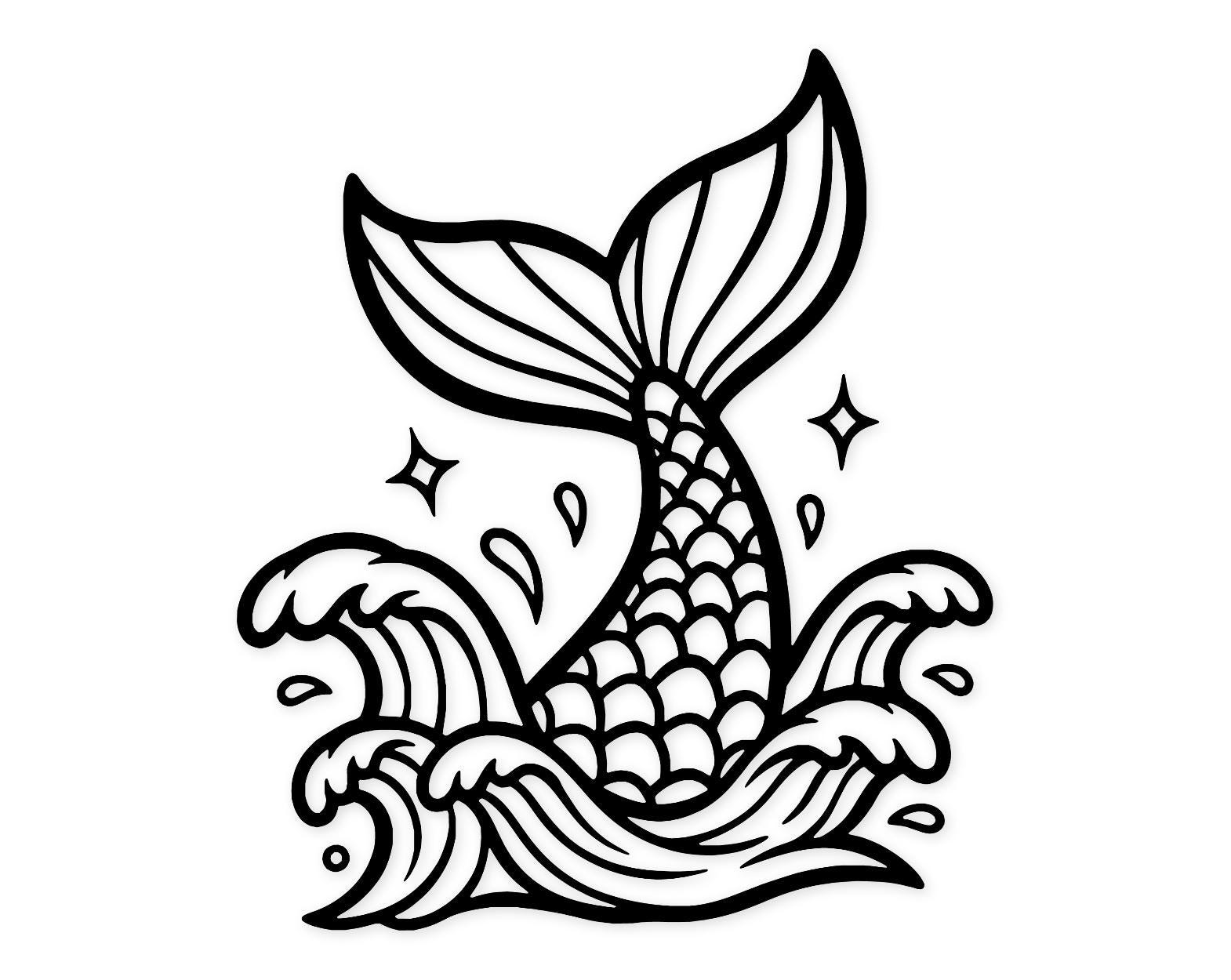 Mermaid Tail Svg Png: Bold Hand-drawn Design for Crafts - Etsy
