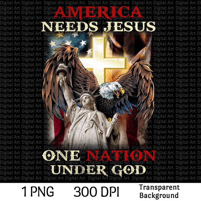One Nation Under God Jesus Digital Print Png File Shirt Print Drawing Illustration Art Collectibles Okumkomfoods Com