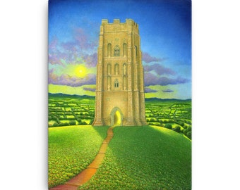 Glastonbury Tor by Raymond Munro, A2 24"x 18" ready to hang canvas print, Wall Art, Glastonbury Festival , Fine Art Print, Landscape