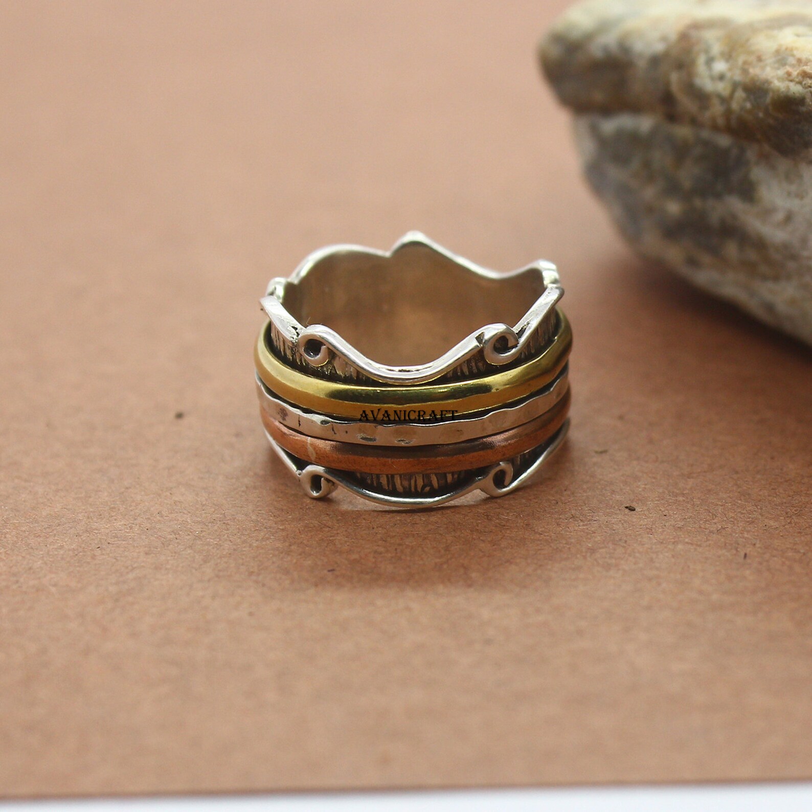 Designer Spinner Band Ring 925 Sterling Silver Jewelry Unisex Handmade