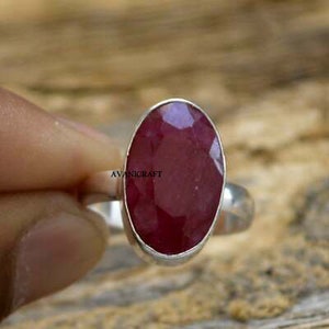 Ruby Ring, 925 Silver Ring, Gemstone Ring, Handmade Ring, Oval Ring, Bezel Ring, Stacking Band Ring, Silver Ring