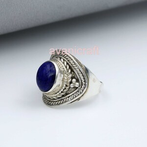 Lapislazuli Oval Form Edelstein handgemachte Boho Designer Statement Ring Charm Schmuck