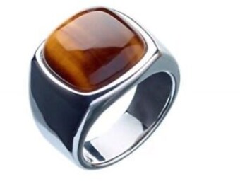 Tiger Eye Square Gemstone Ring, Flat Stone Ring, 925 Sterling Silver, Men & Women Ring,  Birthday Gift, Ring For Sale