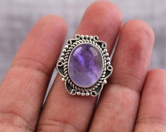 Solid 925 Sterling Silver Ring, Amethyst gemstone Boho Ring, Handmade Jewlery, Gift For Her, Bridal Gift Ring