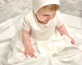 Linen Unisex Gown Baptism Christening Baby Boys Girls