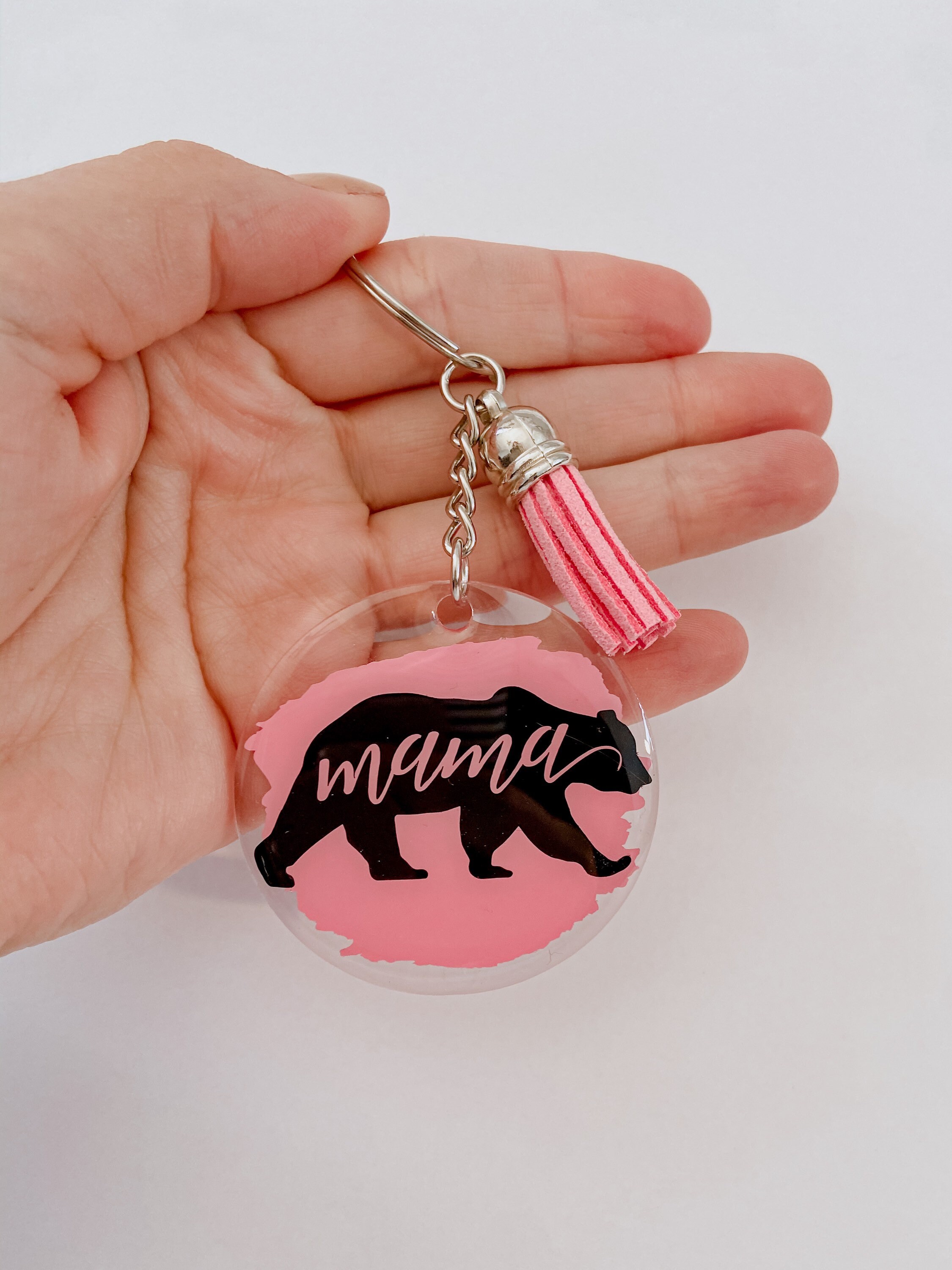 Mama Bear Keychain Custom Keychain Acrylic Keychain Gift Etsy