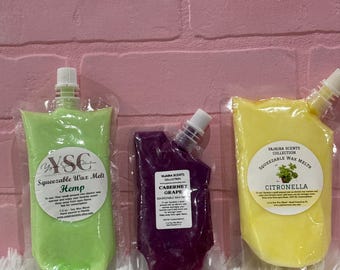 Pick Scents- 3oz, 6.5oz and 7.5oz Squeezable Soy Wax Melts | Will not restock | Cabernet Grape | Bamboo Coconut