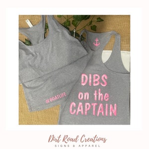 Dibs On The Captain Women's Tank Top | First Mate | Boat Season | Boating Shirts | Boat Life | Captain | Boating Gifts | Nautical | Tank Top