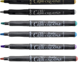 Manuscript Calligraphy Pens - Metallic Callicreative Italic Markers Med nib