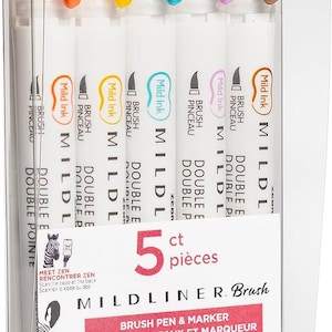 Zebra Mildliner Double Ended Brush Pen & Marker, 5 stuks warm