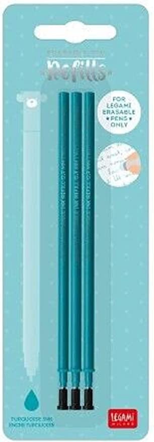 Navullingen set compatibel met Legami vullingen, 16 stuks patronen voor gelstiften, 4 blauw, 4 zwart, 4 turquoise, 4 paars, uitwisbare rollervulling met 0,7 mm punt, hoogte 13 cm