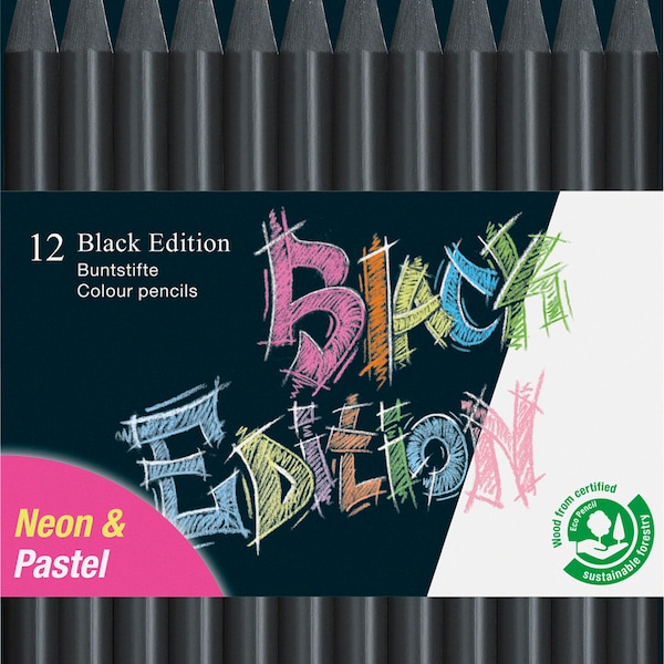 Faber-Castell Black Edition Pencils - Neon And Pastel - Pack Of 12